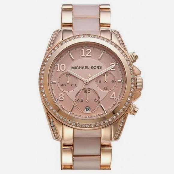 Michael Kors Accessories - Michael Kors Rose Gold Crystal-Trim Chronograph Watch